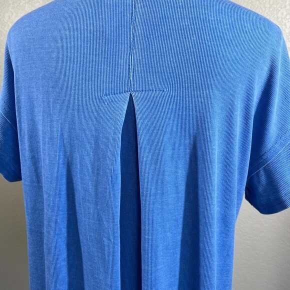 Anthropologie Jane and Delancey Blue top distressed collar short sleeve size S - Picture 9 of 10